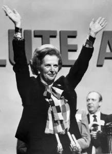 Margaret Thatcher celebrating at conference - October 1982 Margaret Thatcher celebrating at conference - October 1982