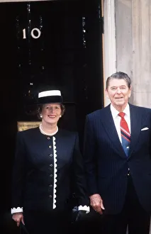 Margaret Thatcher Conservative British Prime Minister with Ronald Regan outside No 10 Margaret Thatcher Conservative British Prime Minister with Ronald Regan outside No 10