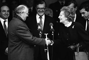 Margaret Thatcher Dec 1987 meets President Mikhail Gorbachev at RAF base Brize Norton Margaret Thatcher Dec 1987 meets President Mikhail Gorbachev at RAF base Brize Norton