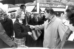 MARGARET THATCHER HAS HEATED CONVERSATION WITH LEONARD MALLET WHILST ON A WALKABOUT IN MARGARET THATCHER HAS HEATED CONVERSATION WITH LEONARD MALLET WHILST ON A WALKABOUT IN
