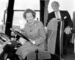 Margaret Thatcher and husband Denis on board coach during election campaign - May 1987 Margaret Thatcher and husband Denis on board coach during election campaign - May 1987