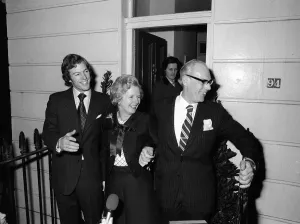 Margaret Thatcher with her husband Denis and son Mark after winning the Conservative Margaret Thatcher with her husband Denis and son Mark after winning the Conservative
