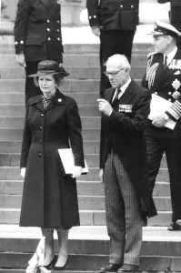 Margaret Thatcher and husband Denis at St Paul's Cathedral for Falklands War memorial Margaret Thatcher and husband Denis at St Paul's Cathedral for Falklands War memorial