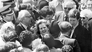 Margaret Thatcher and husband Denis surrounded by crowd Margaret Thatcher and husband Denis surrounded by crowd