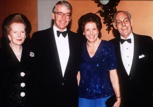 Margaret Thatcher with John Major and Norma Major and her Husband Denis Thatcher at her Margaret Thatcher with John Major and Norma Major and her Husband Denis Thatcher at her