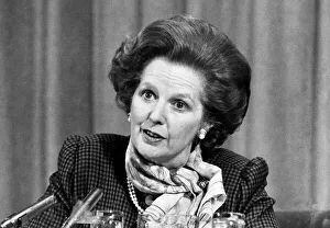 Margaret Thatcher looking stern at press conference - January 1984 Margaret Thatcher looking stern at press conference - January 1984