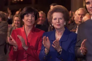 Margaret Thatcher and Mary Archer Oct 1999 applauding a speech by Lord Archer at Margaret Thatcher and Mary Archer Oct 1999 applauding a speech by Lord Archer at