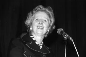 Margaret Thatcher MP talking at a meeting April 1977 Baroness Margaret Thatcher MP talking at a meeting April 1977 Baroness