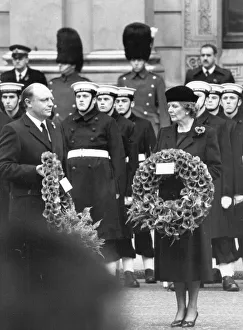 Margaret Thatcher and Neil Kinnock at Remembrance Day Ceremony at the Cenotaph - November Margaret Thatcher and Neil Kinnock at Remembrance Day Ceremony at the Cenotaph - November