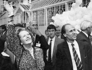 Margaret Thatcher and Norman Tebbit at re-opening of Grand Hotel Brighton following IRA Margaret Thatcher and Norman Tebbit at re-opening of Grand Hotel Brighton following IRA