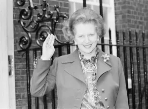 Margaret Thatcher PM pictured on her birthday, aged 57 years old, outside Downing Street Margaret Thatcher PM pictured on her birthday, aged 57 years old, outside Downing Street