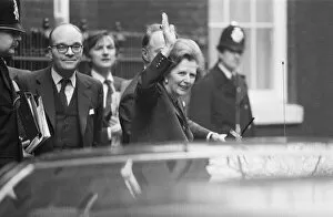 Images Dated 30th November 1982: Margaret Thatcher PM pictured outside Downing Street, London, 30th November 1982