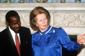 Margaret Thatcher with President Chissano of Mozambique at No.10 Downing Street Margaret Thatcher with President Chissano of Mozambique at No.10 Downing Street