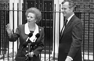 Margaret Thatcher and President George Bush senior outside 10 Downing Street - June 1989 Margaret Thatcher and President George Bush senior outside 10 Downing Street - June 1989