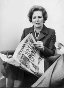 MARGARET THATCHER READS THE DAILY EXPRESS - 10TH APRIL 1979 MARGARET THATCHER READS THE DAILY EXPRESS - 10TH APRIL 1979