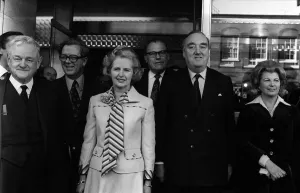 Margaret Thatcher with Reginald Maudling, Sally Oppenheim Margaret Thatcher with Reginald Maudling, Sally Oppenheim