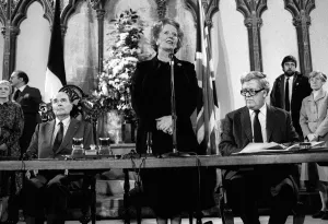 Margaret Thatcher signs Chunnel Agreement Feb 1986 with Francois Mitterrand Margaret Thatcher signs Chunnel Agreement Feb 1986 with Francois Mitterrand