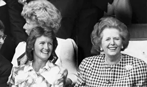 Margaret Thatcher at sporting event smiling - May 1987 Margaret Thatcher at sporting event smiling - May 1987