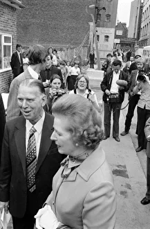 Margaret Thatcher visits Toynbee Hall in the East End singing with a nun July Margaret Thatcher visits Toynbee Hall in the East End singing with a nun July
