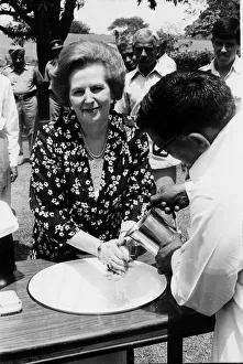 Margaret Thatcher washing her hands during her tour of India - 20th April 1981 Margaret Thatcher washing her hands during her tour of India - 20th April 1981