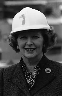 Margaret Thatcher wearing a hard hat at the site of Liverpool Street Station in London Margaret Thatcher wearing a hard hat at the site of Liverpool Street Station in London