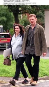 Mark Jordan actor in the TV Prog Heartbeat with his heavily pregnant wife Siobhan Mark Jordan actor in the TV Prog Heartbeat with his heavily pregnant wife Siobhan