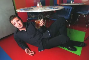 Mark Wogan son of Terry Wogan under the table with his apple juice Mark Wogan son of Terry Wogan under the table with his apple juice
