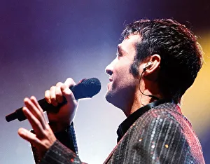 Marti Pellow lead singer Wet Wet Wet pop group music profile on stage Glasgow SECC Marti Pellow lead singer Wet Wet Wet pop group music profile on stage Glasgow SECC