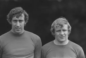 Martin Chivers and Francis Lee during an England training session before the European Martin Chivers and Francis Lee during an England training session before the European