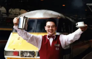 Martin Wilson of Wallsend serves free tea and coffee to first class passengers Martin Wilson of Wallsend serves free tea and coffee to first class passengers
