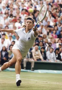 Martina Navratilova playing tennis at Wimbledon. 30th June 1992 Martina Navratilova playing tennis at Wimbledon. 30th June 1992
