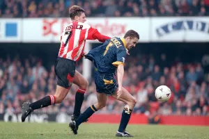 Mathew Le Tissier tackles Dean Blackwell 1994 during Southampton v Wimbledon Mathew Le Tissier tackles Dean Blackwell 1994 during Southampton v Wimbledon
