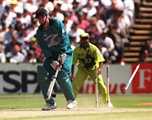 Matthew Horne is bowled by Abdul Razzaq June 1999 during the Semi Final of Matthew Horne is bowled by Abdul Razzaq June 1999 during the Semi Final of