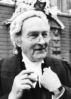 Maurice Denham as character Rumpole of the Bailey outside the Old Bailey to publicise a Maurice Denham as character Rumpole of the Bailey outside the Old Bailey to publicise a