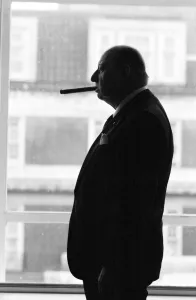 Media Mogul Lew Grade, head of ATV television, smoking of one of his trademark cigars Media Mogul Lew Grade, head of ATV television, smoking of one of his trademark cigars