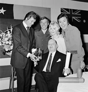Media Mogul Lew Grade holds the Queens Award for Industry trophy won by ATV Media Mogul Lew Grade holds the Queens Award for Industry trophy won by ATV