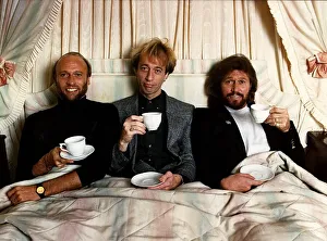 Members of the Bee Gees Pop Group Barry Gibb right with brothers Robin Gibb centre Members of the Bee Gees Pop Group Barry Gibb right with brothers Robin Gibb centre