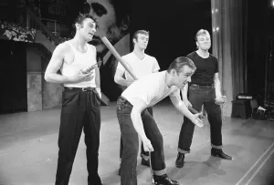 Members of the cast of Grease seen here on stage during a dress rehearsal at the Coventry Members of the cast of Grease seen here on stage during a dress rehearsal at the Coventry