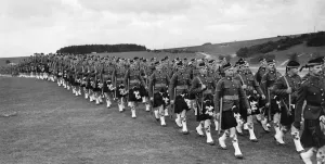 Members of the The Argyle & Sutherland Highlanders seen here parading at Dover College Members of the The Argyle & Sutherland Highlanders seen here parading at Dover College