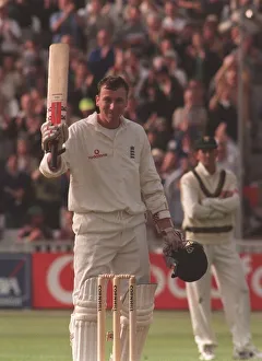 Michael Atherton celebrates his century June 1998 against South Africa at Edgbaston Michael Atherton celebrates his century June 1998 against South Africa at Edgbaston