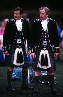 Michael Caine actor and Roger Moore actor at Inveraray Castle in Argyll Michael Caine actor and Roger Moore actor at Inveraray Castle in Argyll