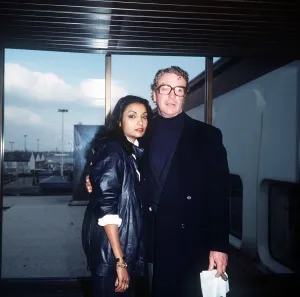 Michael Caine Actor with wife Shakira at LAP Febraury 1984 Michael Caine Actor with wife Shakira at LAP Febraury 1984