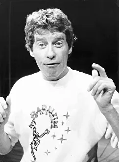 Michael Crawford actor and singer wearing a Barnum sweat shirt Michael Crawford actor and singer wearing a Barnum sweat shirt