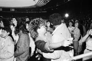 Michael Jackson fans in the audience at Wembley Stadium during his 'Bad' tour Michael Jackson fans in the audience at Wembley Stadium during his 'Bad' tour