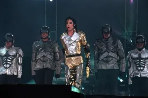 Michael Jackson Singer May 1997 Singing on stage in concert Michael Jackson Singer May 1997 Singing on stage in concert