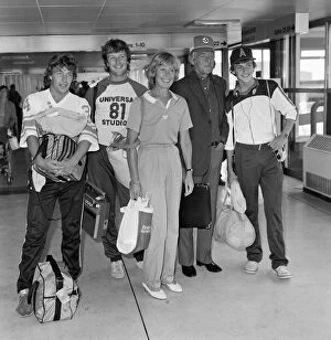 Images Dated 7th September 1981: Michael Parkinson arrives at Heathrow with his wife Mary and sons Nicholas