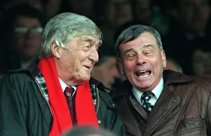 Michael Parkinson TV Presenter and Harold Dickie Bird former cricket umpire share a joke Michael Parkinson TV Presenter and Harold Dickie Bird former cricket umpire share a joke
