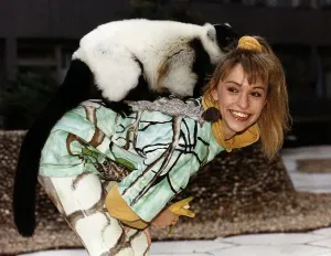 Michaela Strachan Childrens TV Presenter With A Ruffed Lemur Michaela Strachan Childrens TV Presenter With A Ruffed Lemur