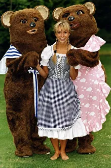 Michalea Strachan Tv Presenter Standing with two life size teddy bears Michalea Strachan Tv Presenter Standing with two life size teddy bears