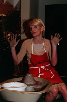 Michelle Collins Actress March 98 Trying her hands on the potters well outside Michelle Collins Actress March 98 Trying her hands on the potters well outside